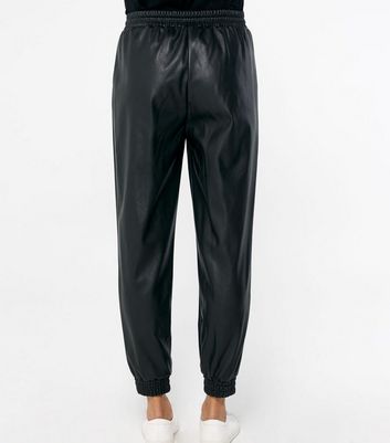 cuffed leather joggers