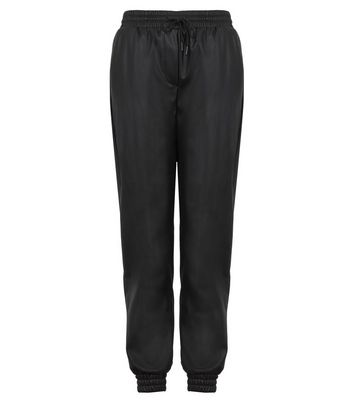 Black Leather-Look Cuffed Joggers | New 