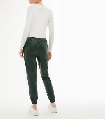 new look leather look joggers