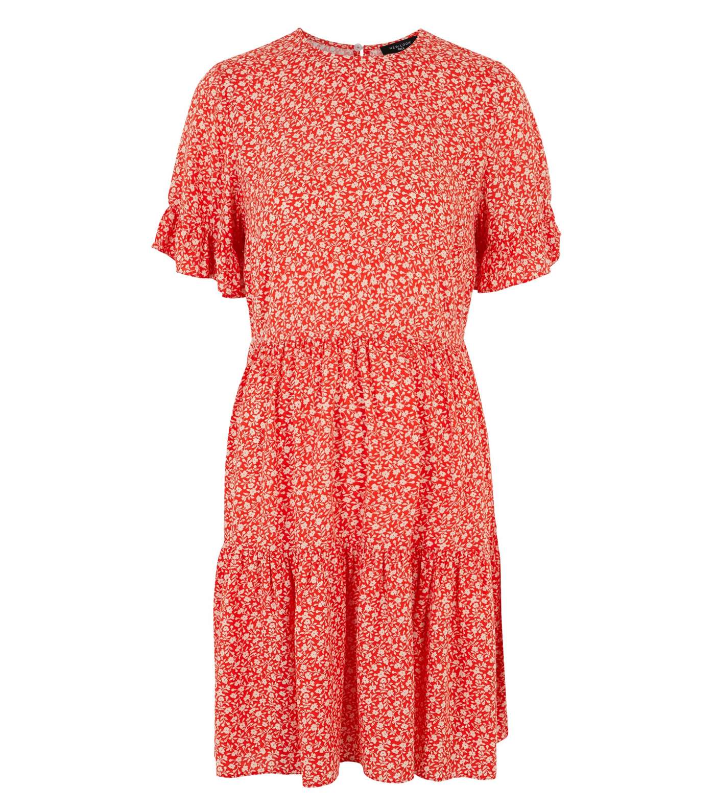 Tall Red Floral Frill Smock Dress 