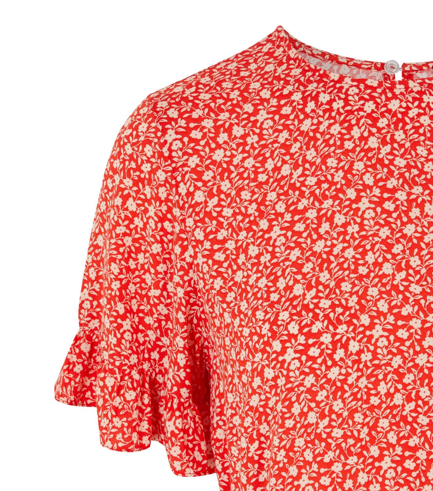 Tall Red Floral Frill Smock Dress  Image 3