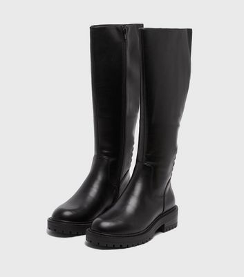 Black Knee High Chunky Boots | New Look