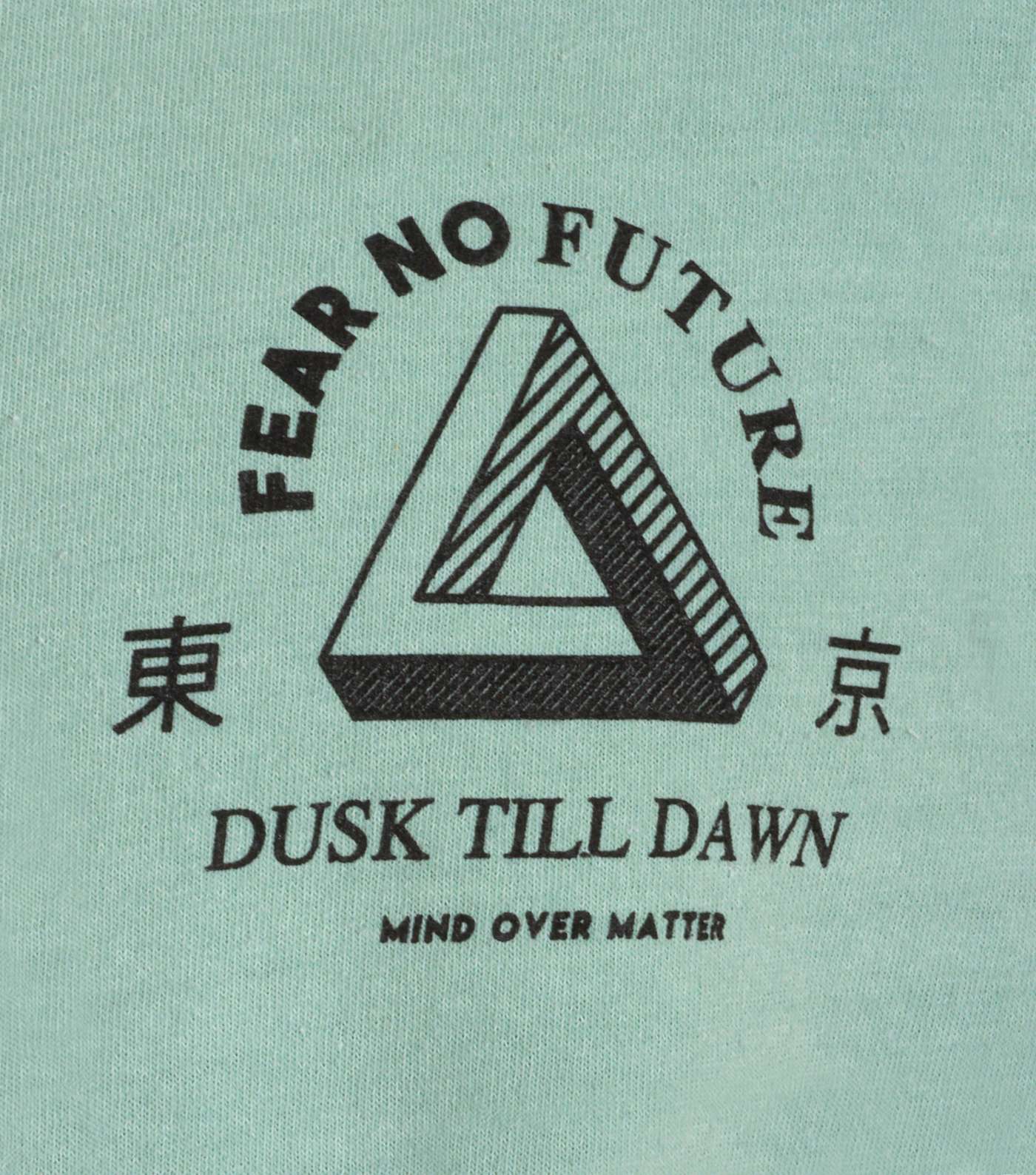 Light Green Fear No Future Slogan Oversized T-Shirt Image 3
