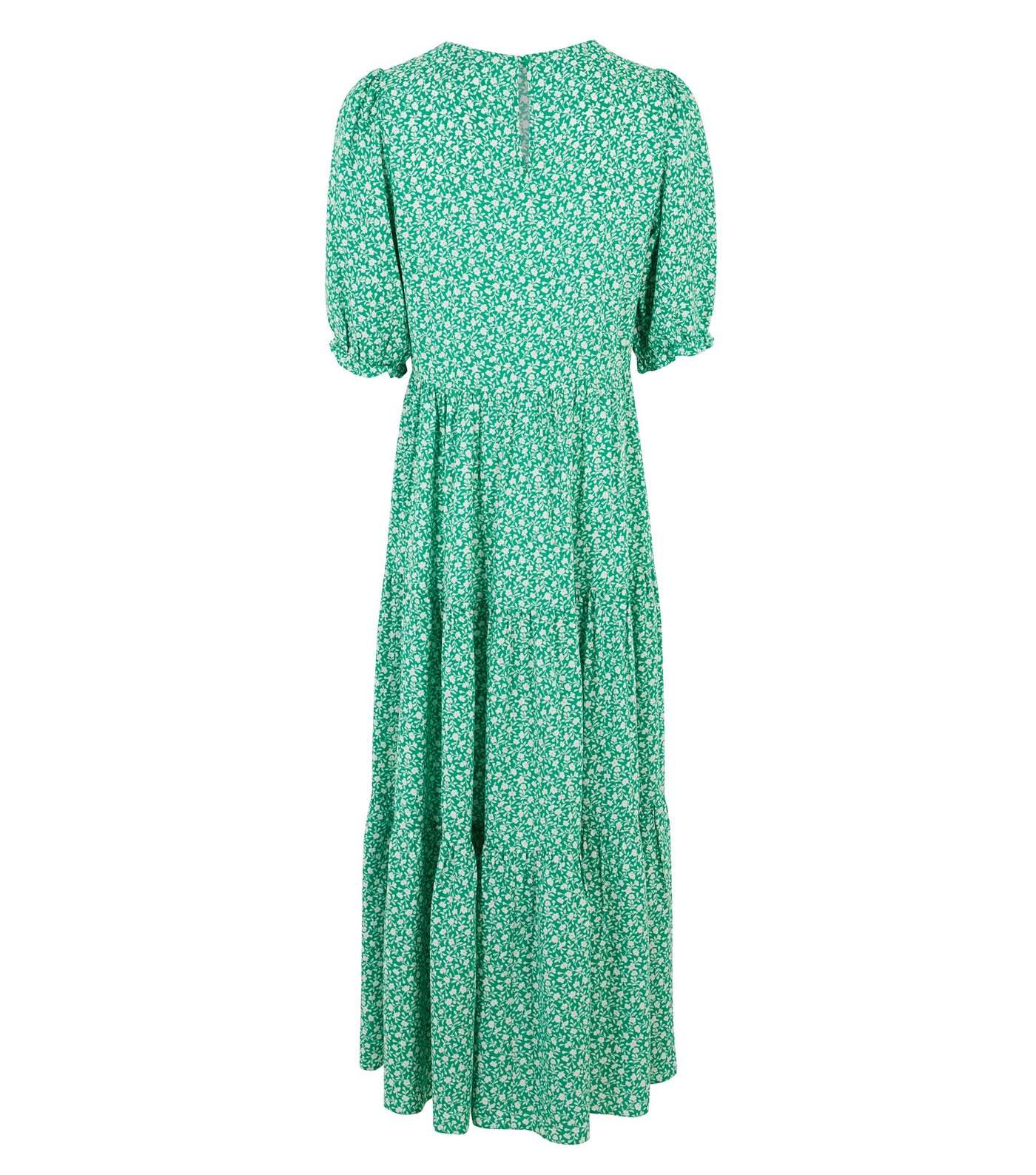 Tall Green Floral Puff Sleeve Smock Midi Dress  Image 2