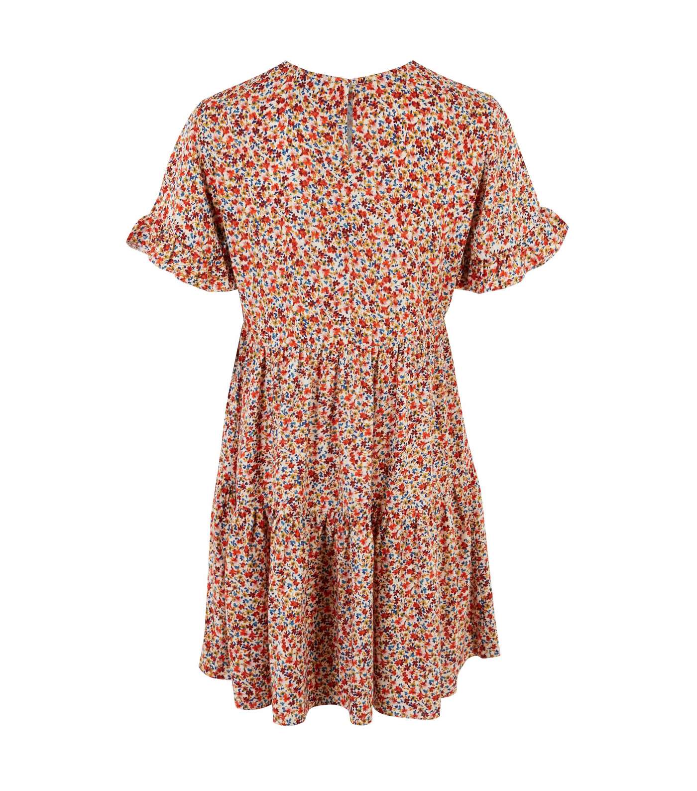 Petite Red Floral Frill Smock Dress  Image 2