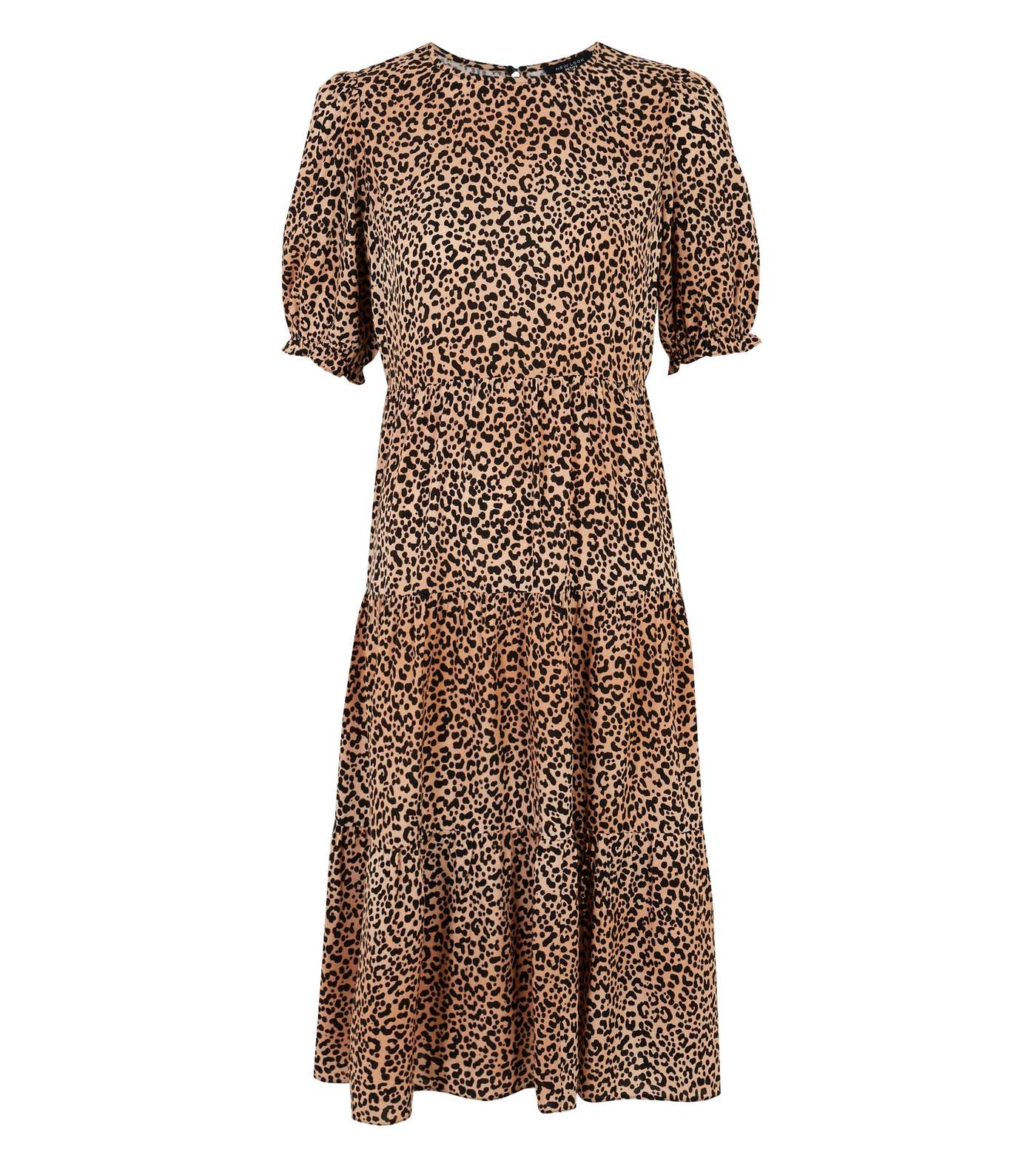 Petite Brown Leopard Print Smock Midi Dress 