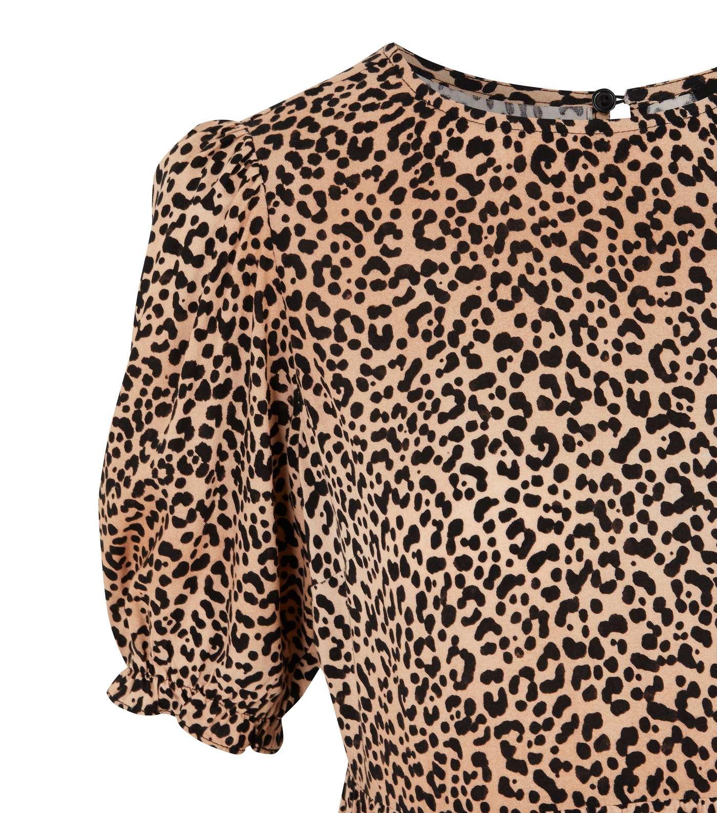Petite Brown Leopard Print Smock Midi Dress  Image 3