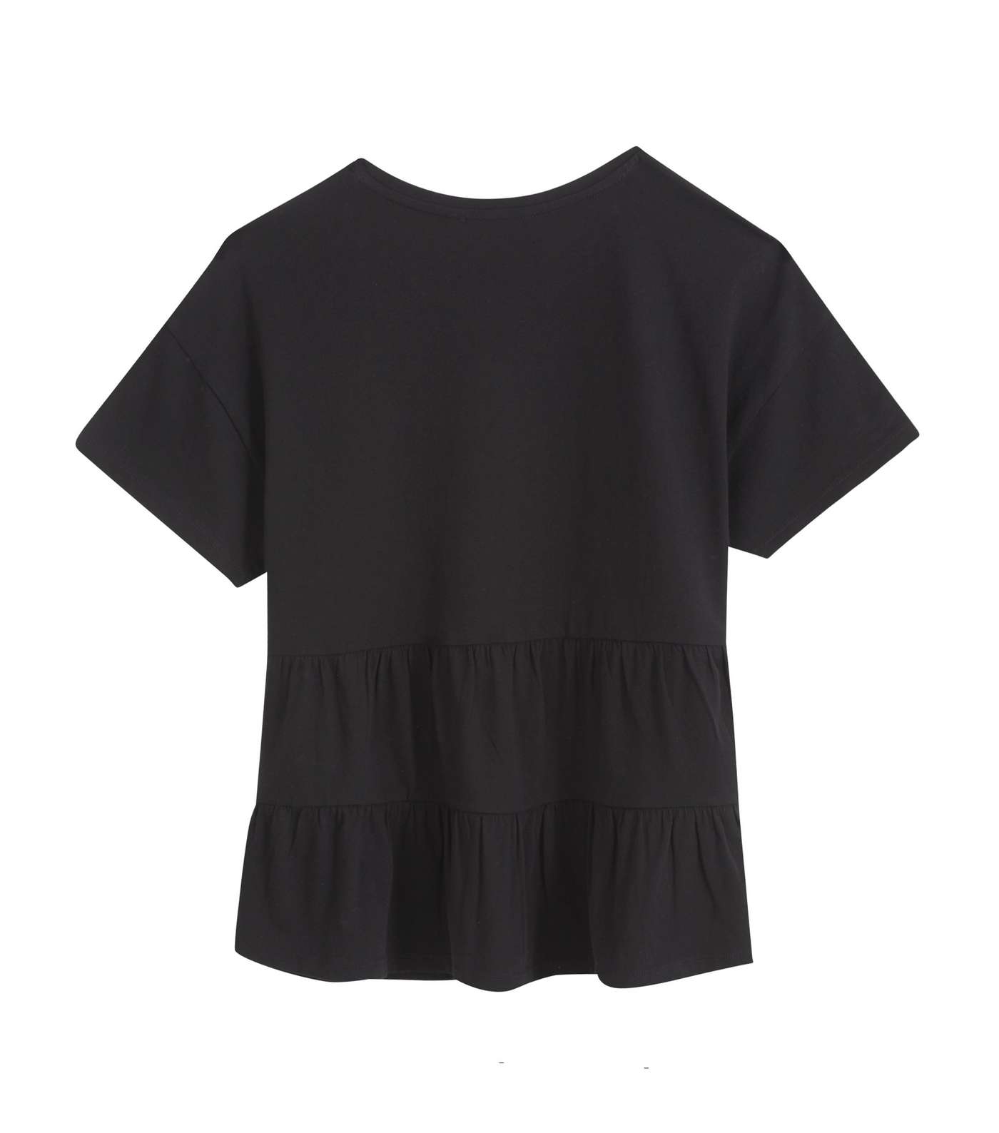 Girls Black Tiered Peplum T-Shirt Image 2