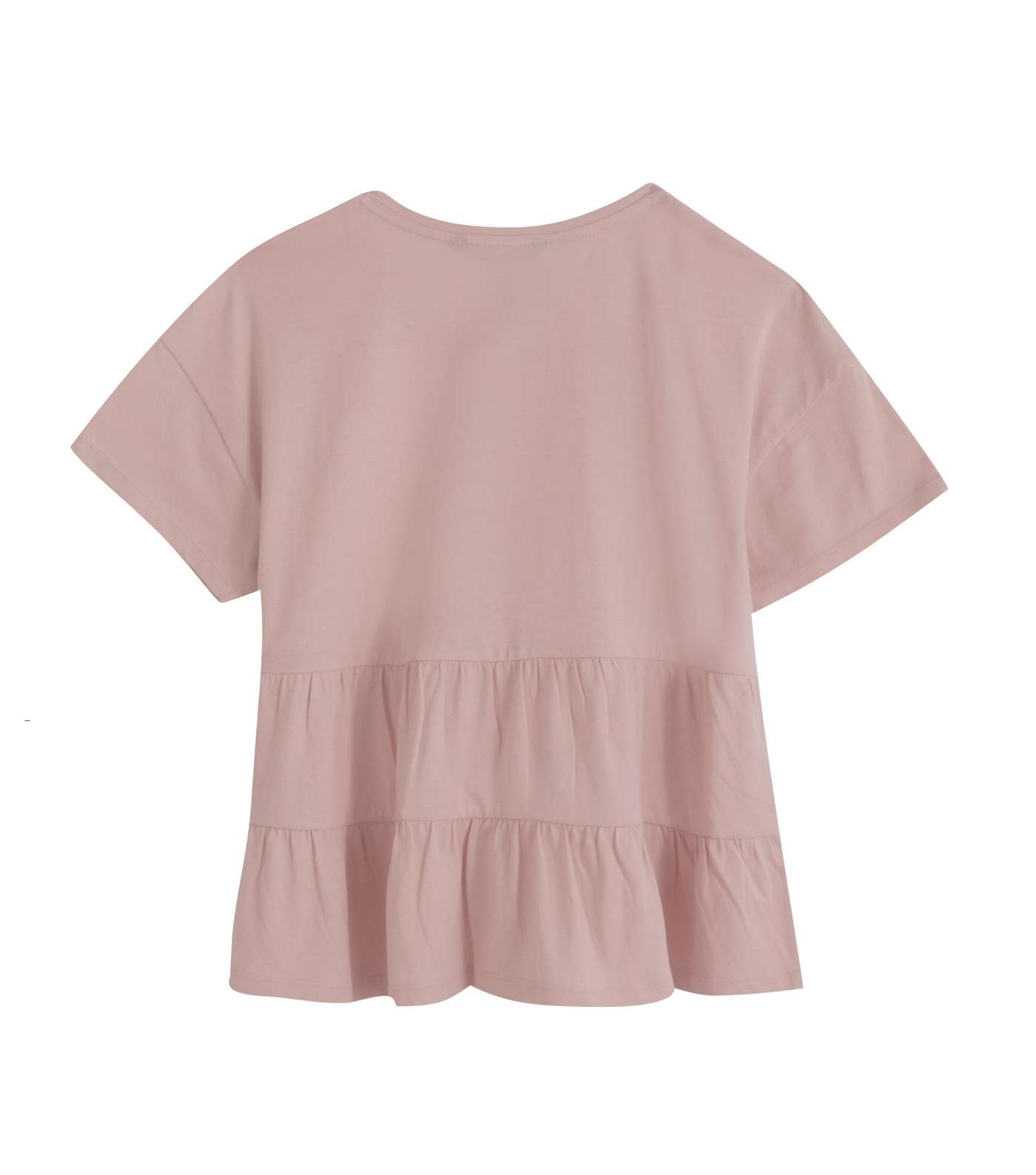 Girls Pale Pink Tiered Peplum T-Shirt Image 2