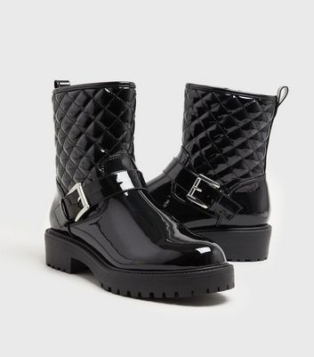 Patent shop quilted boots