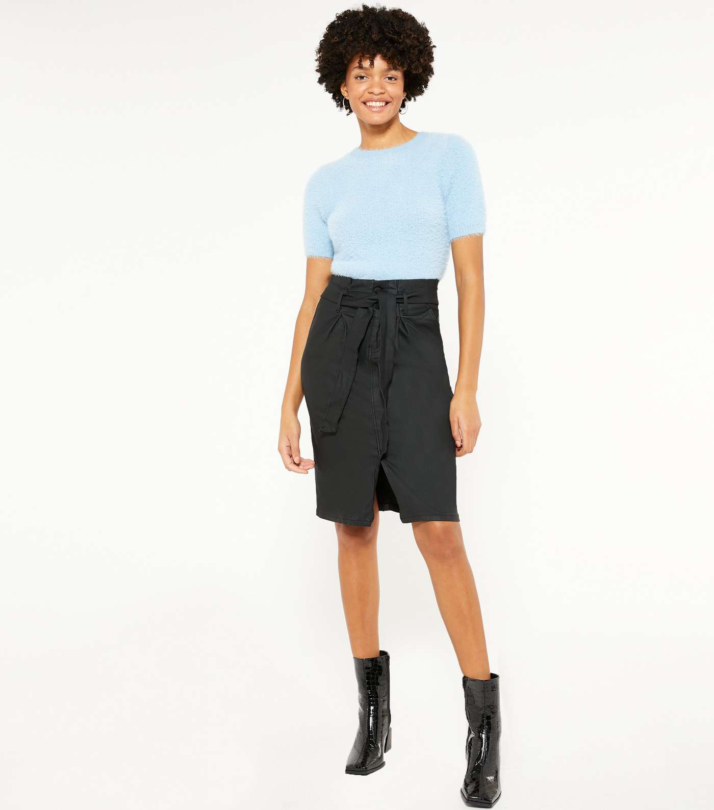 Urban Bliss Black Leather-Look Midi Skirt 
