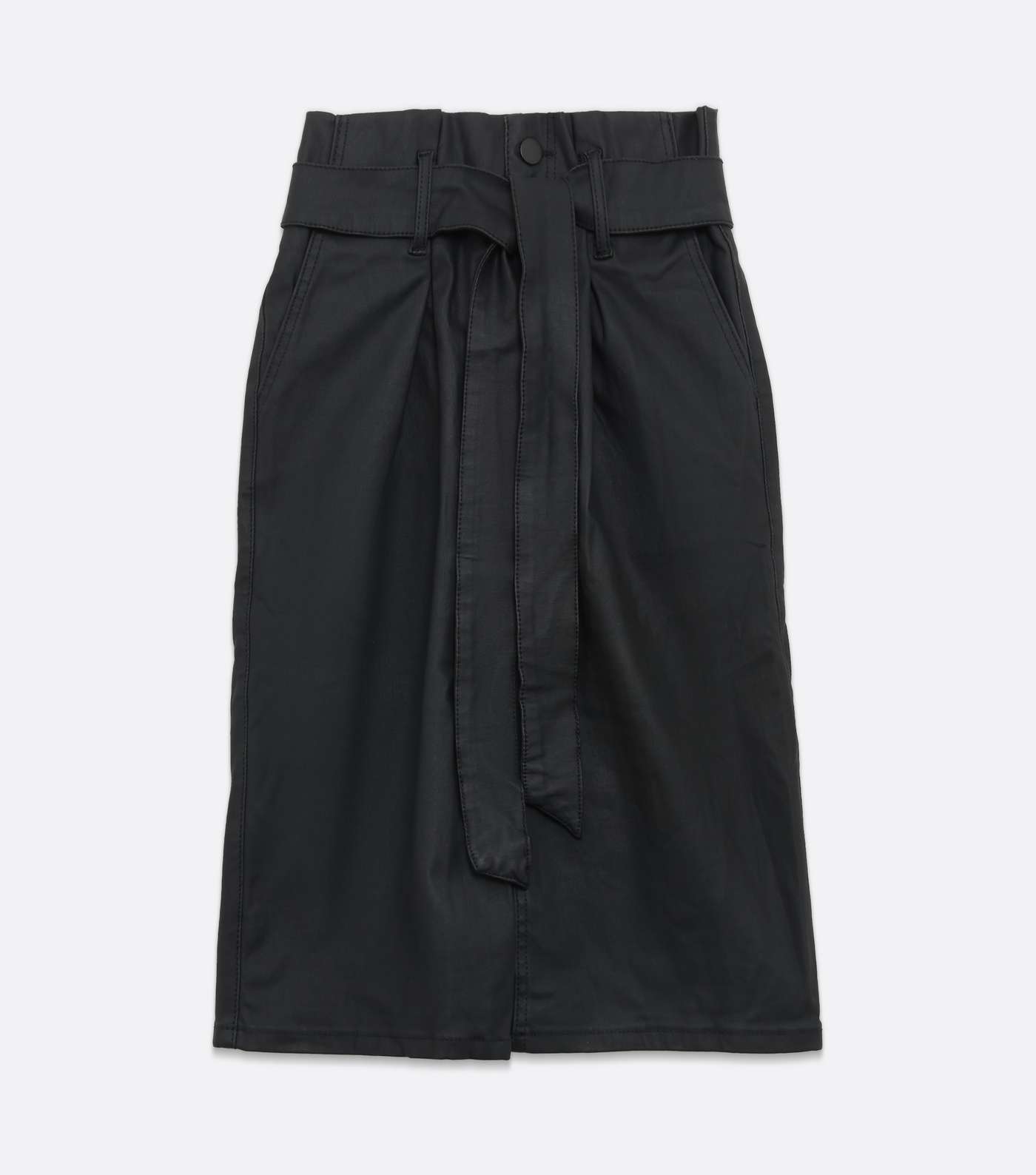 Urban Bliss Black Leather-Look Midi Skirt  Image 5