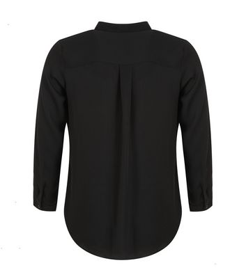 Curves Black Collared Long Sleeve Shirt New Look