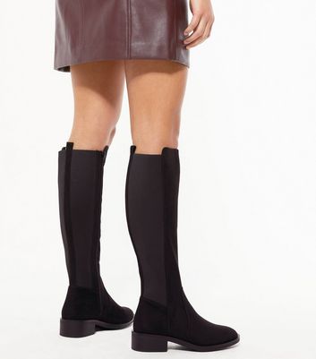 leather knee high boots new look