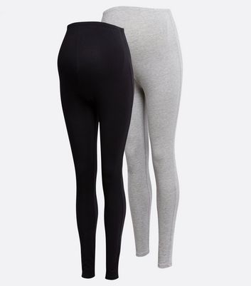 Maternity 2 Pack Grey and Black Jersey Leggings New Look