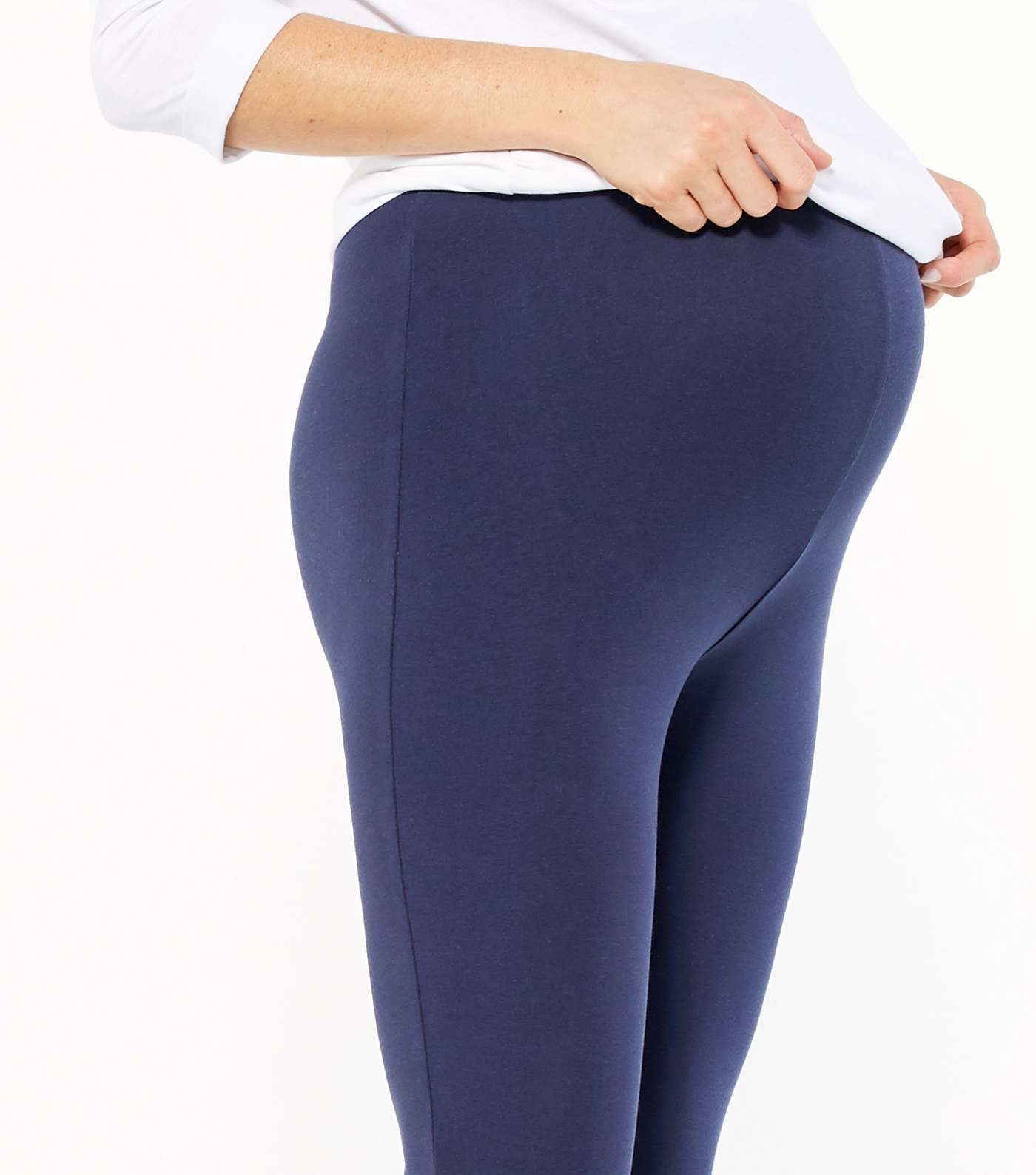 Maternity 2 Pack Navy and Black Jersey Leggings Image 4