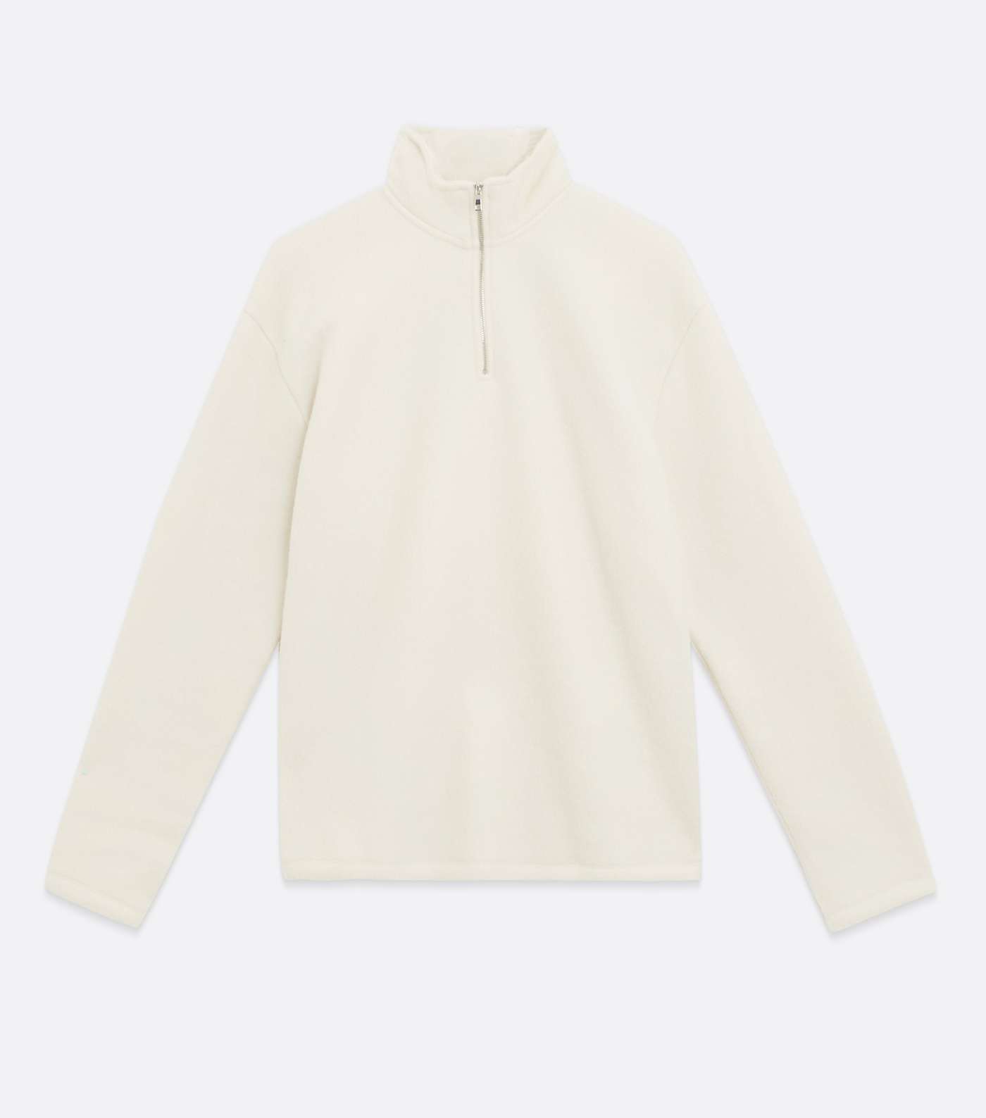 Cream Fleece Zip Neck Long Sleeve Sweatshirt Image 5