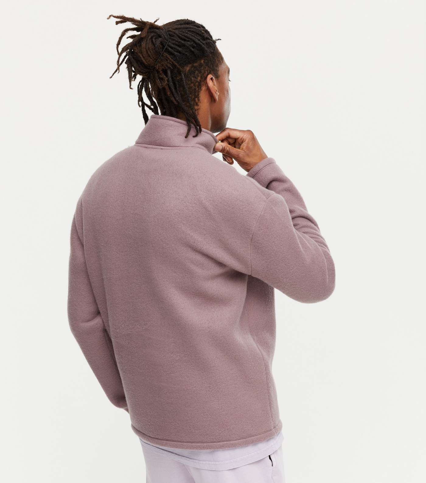 Lilac Fleece Zip Neck Long Sleeve Sweatshirt Image 4