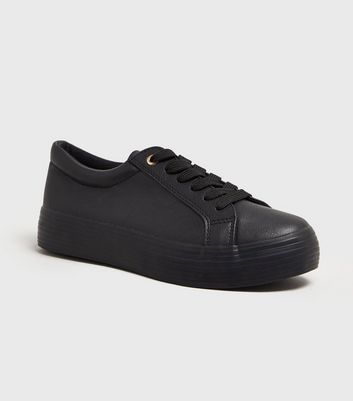 black leather trainers girls