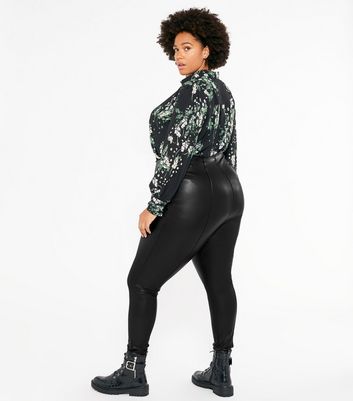Curves Black Leather-Look High Waist 