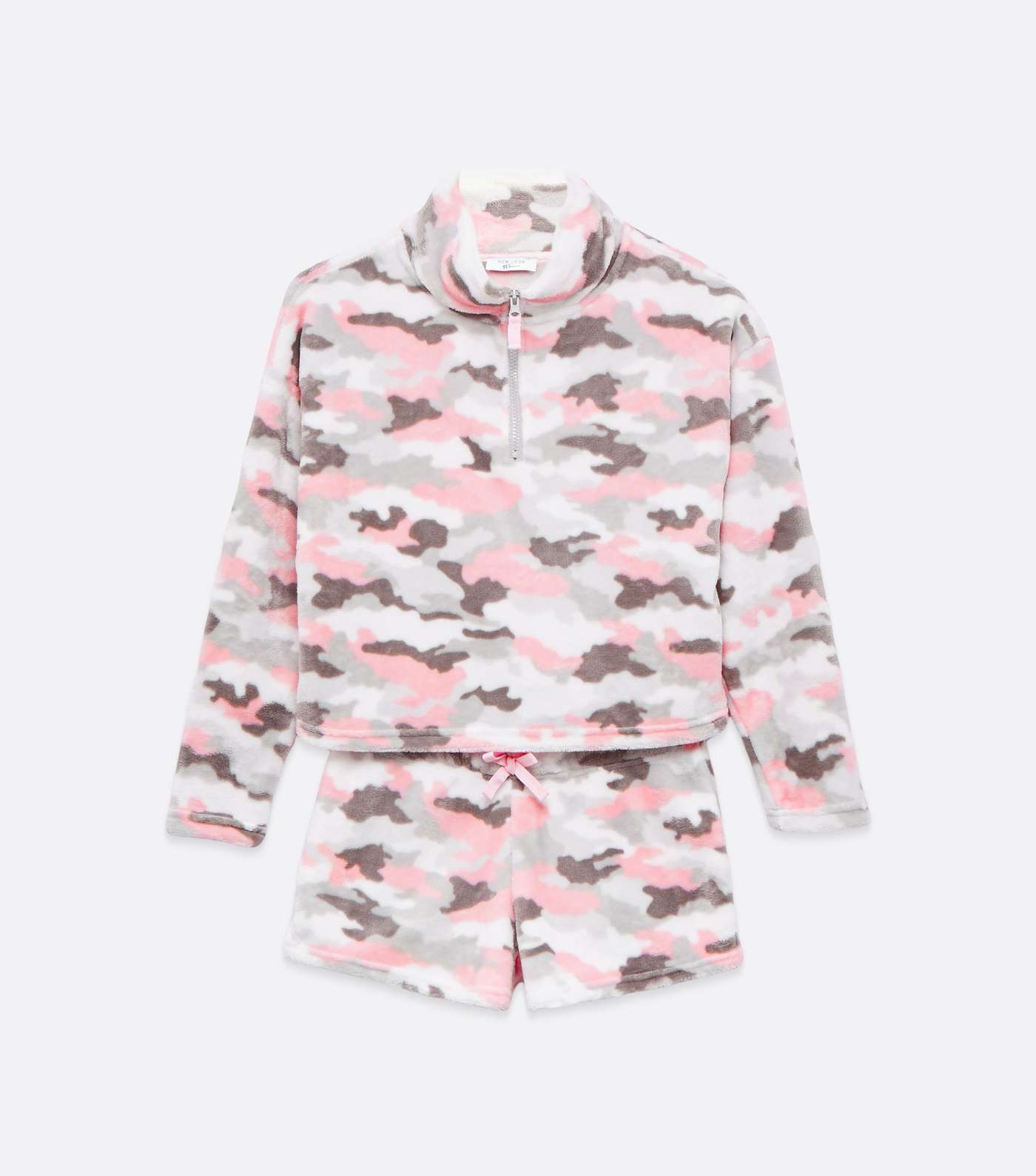 Girls Pink Camo Fleece Short Pyjama Set Image 4
