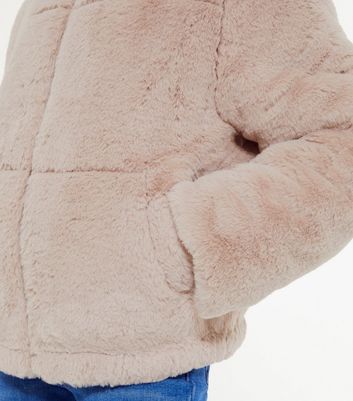 Pink fluffy puffer outlet jacket