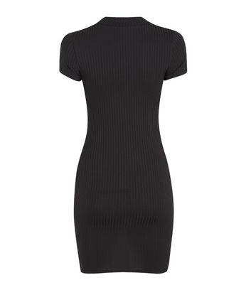 new look black ribbed dress