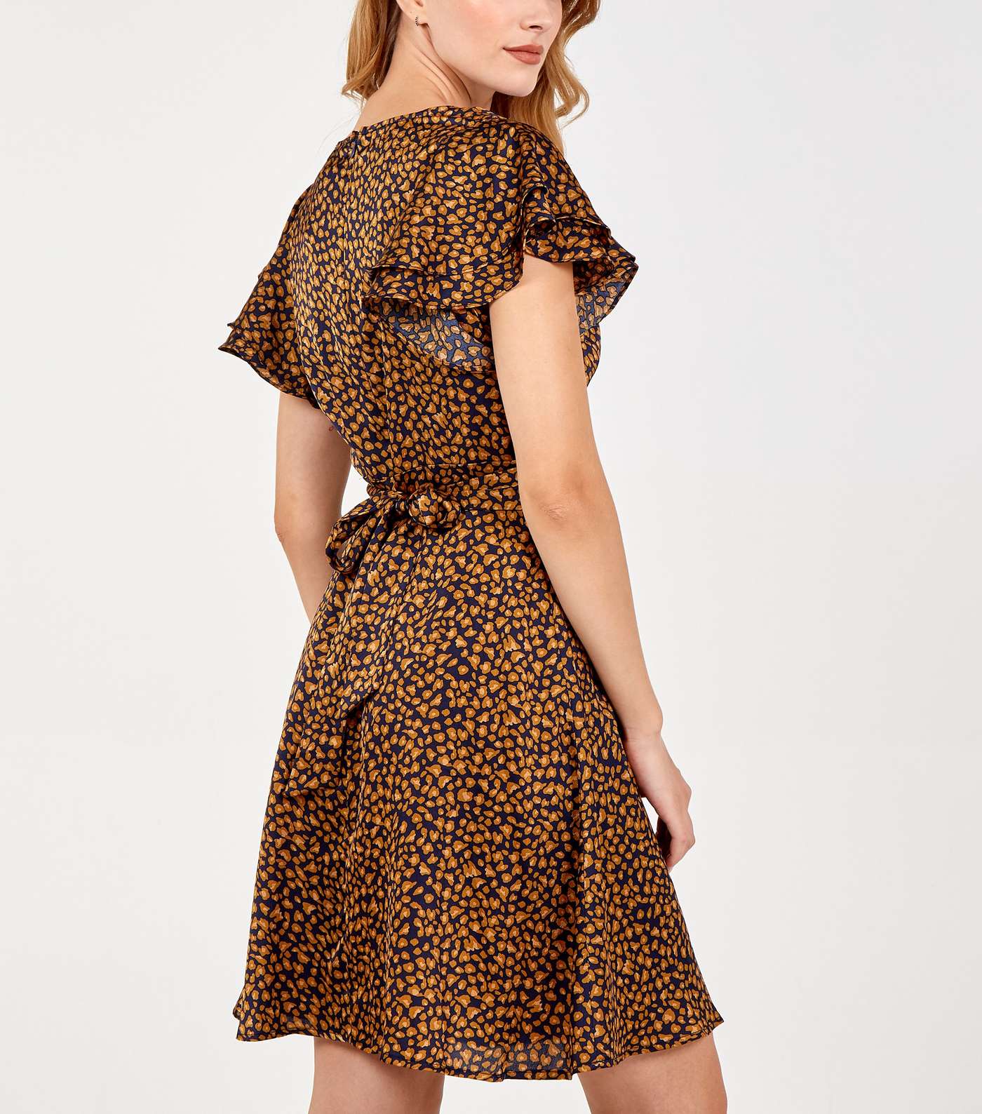 Blue Vanilla Navy Leopard Print Wrap Dress Image 3