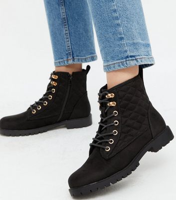 flat quilted boots