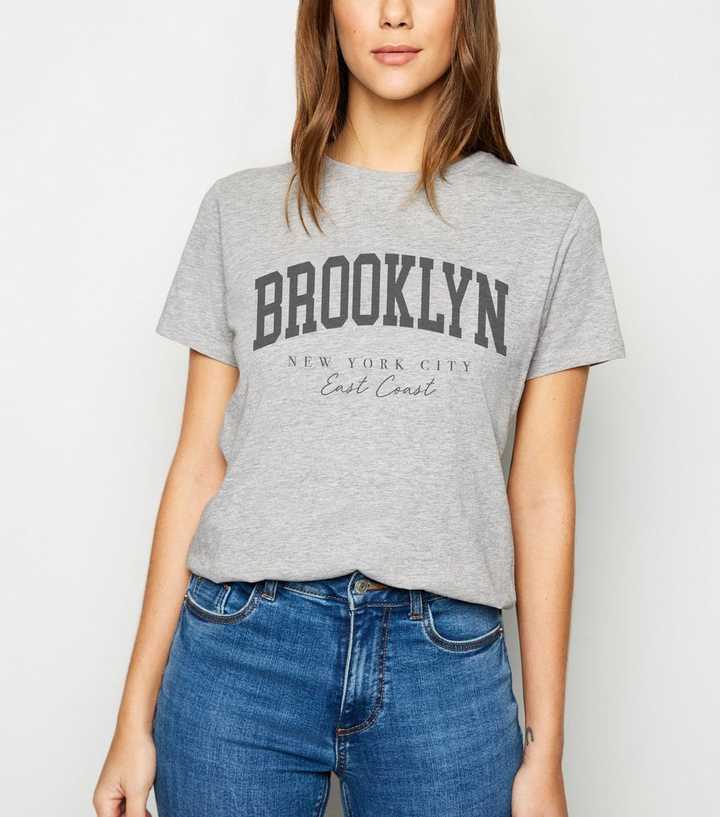 grey slogan t shirt womens