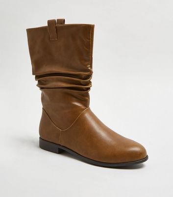 tan slouch flat boots