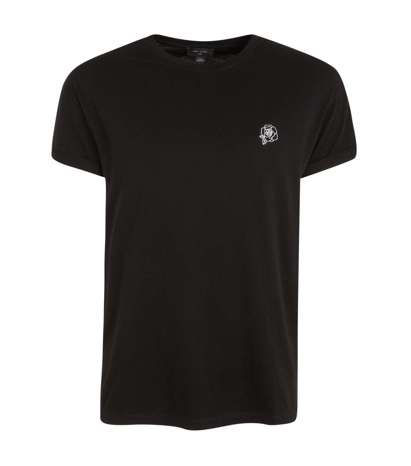 Black Rose Embroidered Short Sleeve T-Shirt Image 5