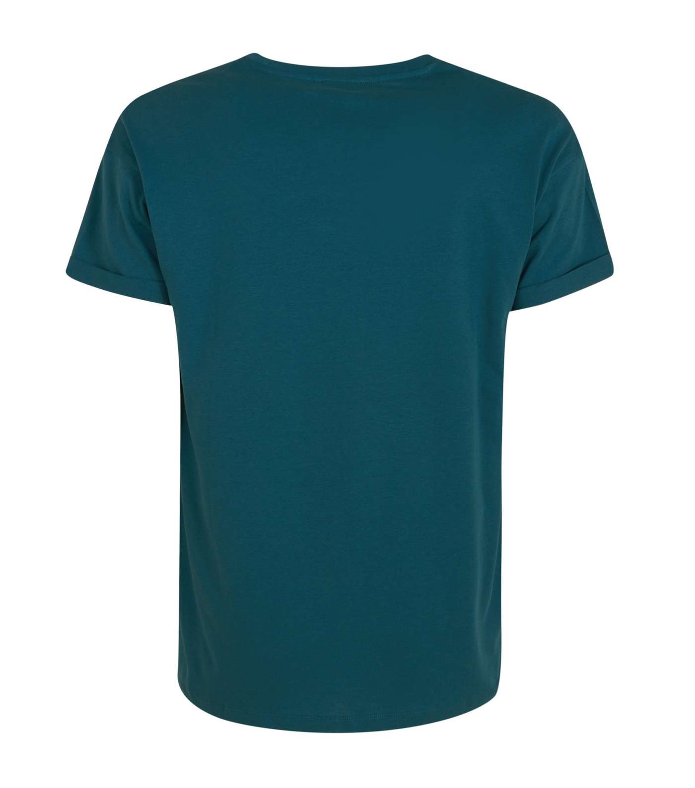 Teal Rose Embroidered Short Sleeve T-Shirt Image 2