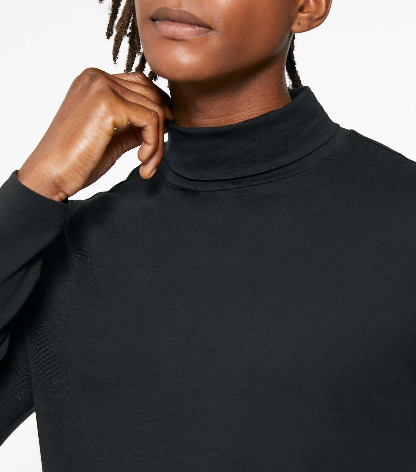 Black Roll Neck Long Sleeve Top Image 3