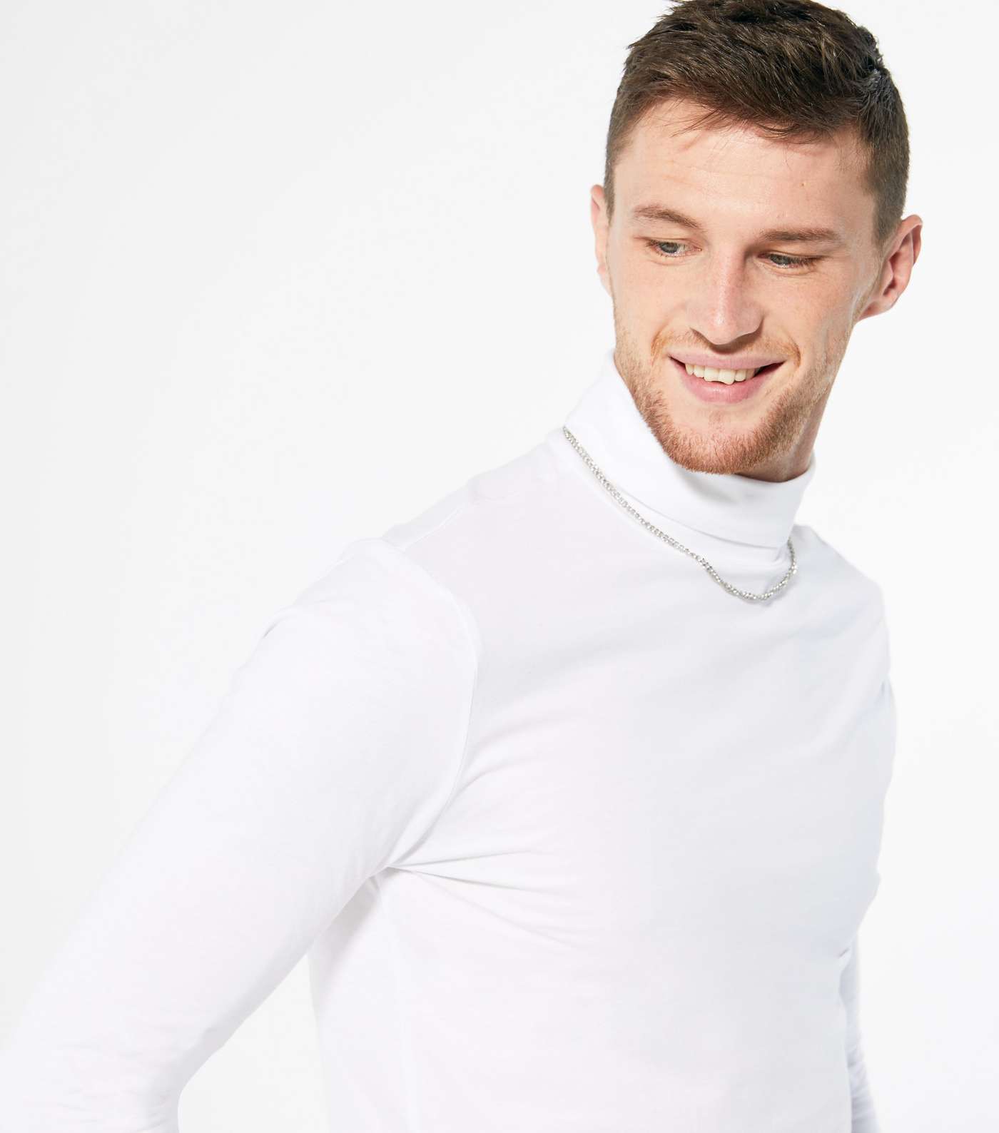 White Roll Neck Long Sleeve Top Image 3