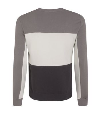 Image of Dark Grey Colour Block Jersey Sweatshirt New Look