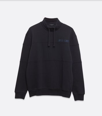 Image of Navy High Neck New York Slogan Sweatshirt New Look