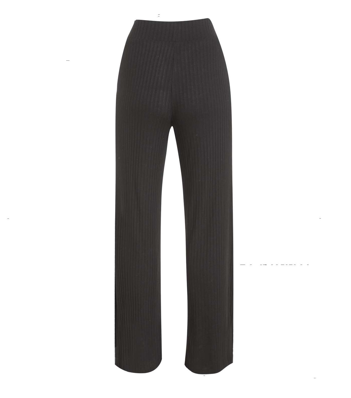 Black Ribbed Knit Wide Leg Trousers  Image 2
