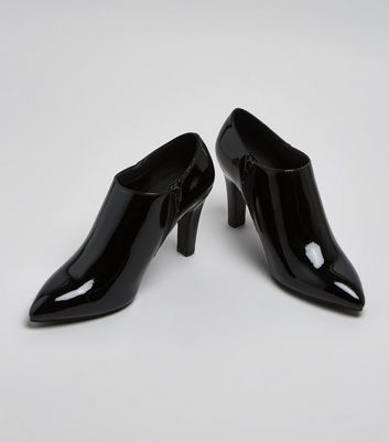 Black Patent Block Heel Shoe Boots 