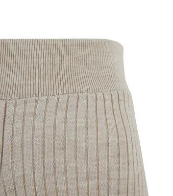 Image of Cream Ribbed Knit Shorts New Look