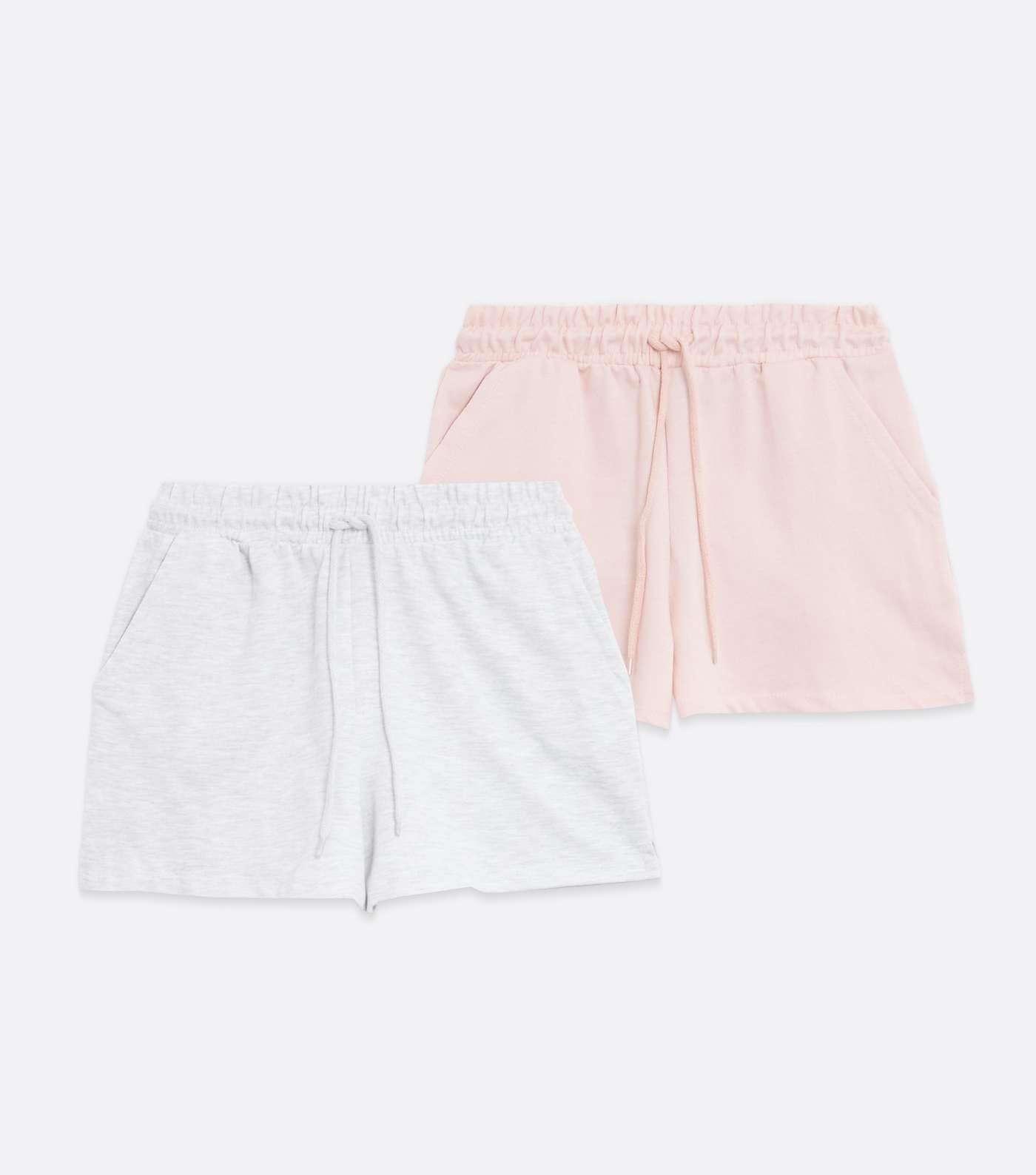 2 Pack Pale Grey and Pink Drawstring Waist Shorts  Image 5