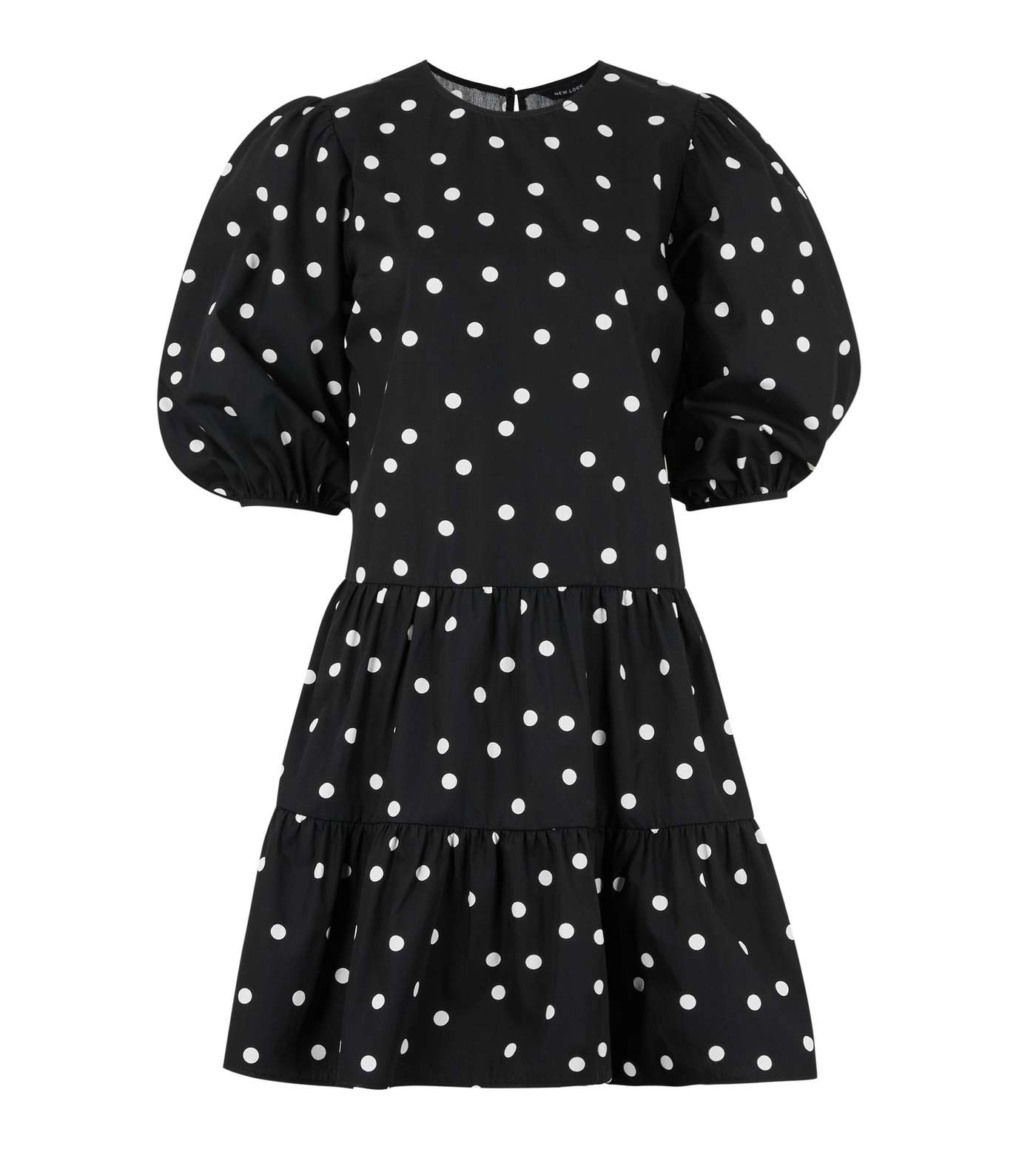 Black Spot Puff Sleeve Mini Smock Dress  Image 5
