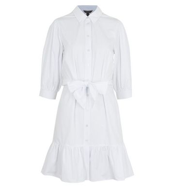 White tiered cheap shirt dress