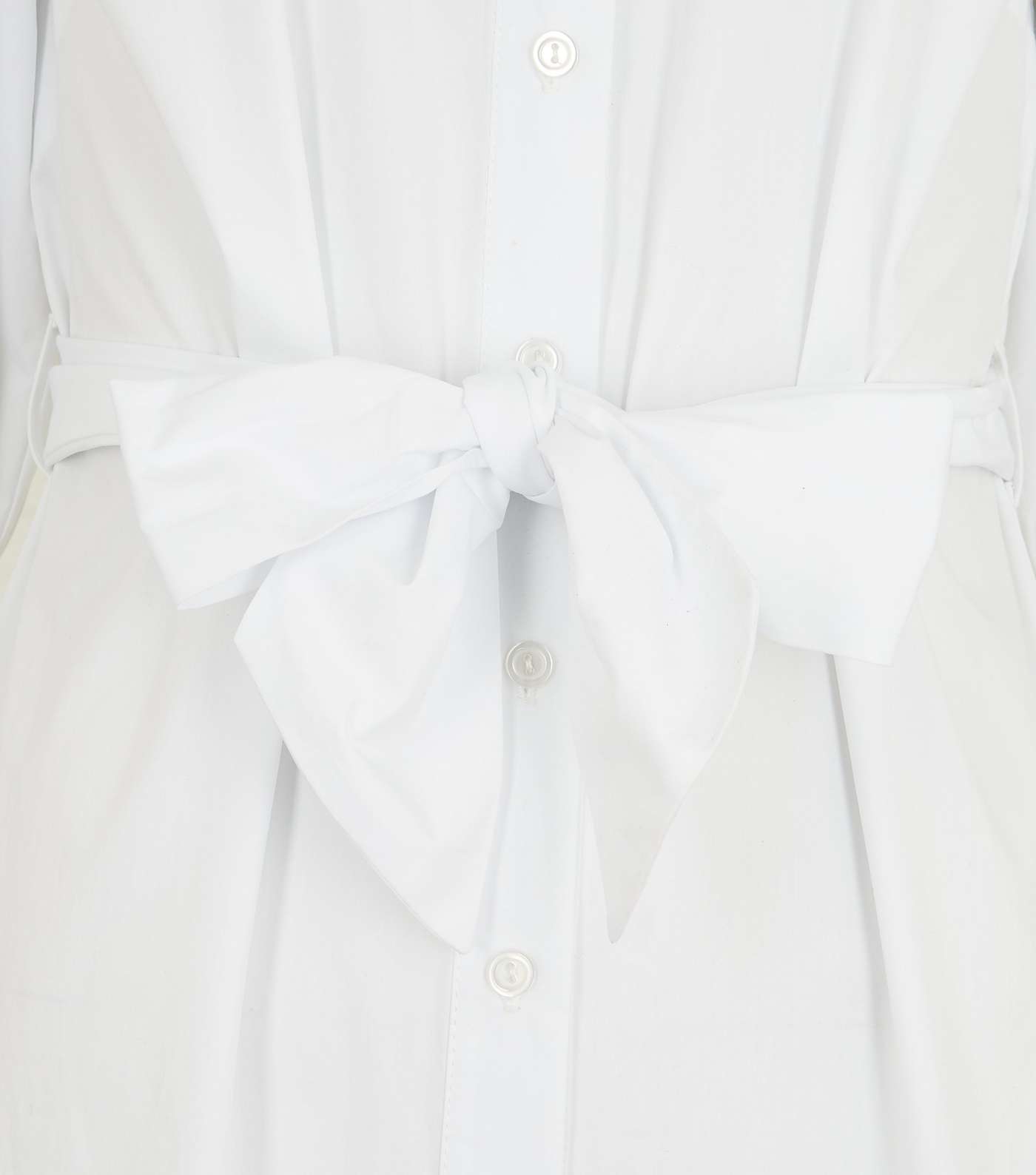 White Puff Sleeve Belted Tiered Shirt Dress  Image 3