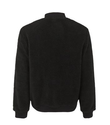 Image of Black Borg Ribbed Trim Bomber Jacket New Look