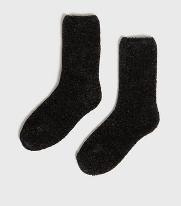 Image of Black Super Soft Bouclé Slipper Socks New Look