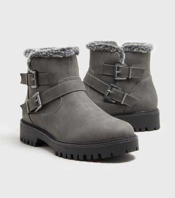 new look ladies grey boots