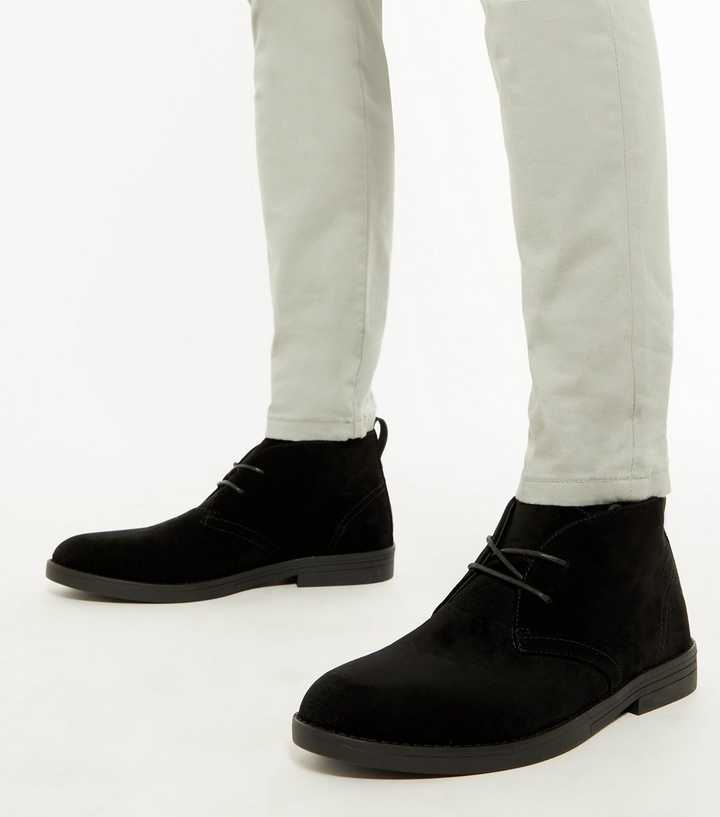 mens desert boots black