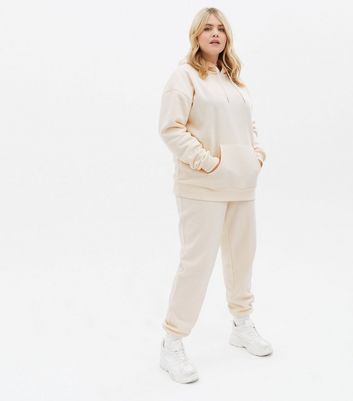 Curves Cream Jersey Cuffed Joggers 