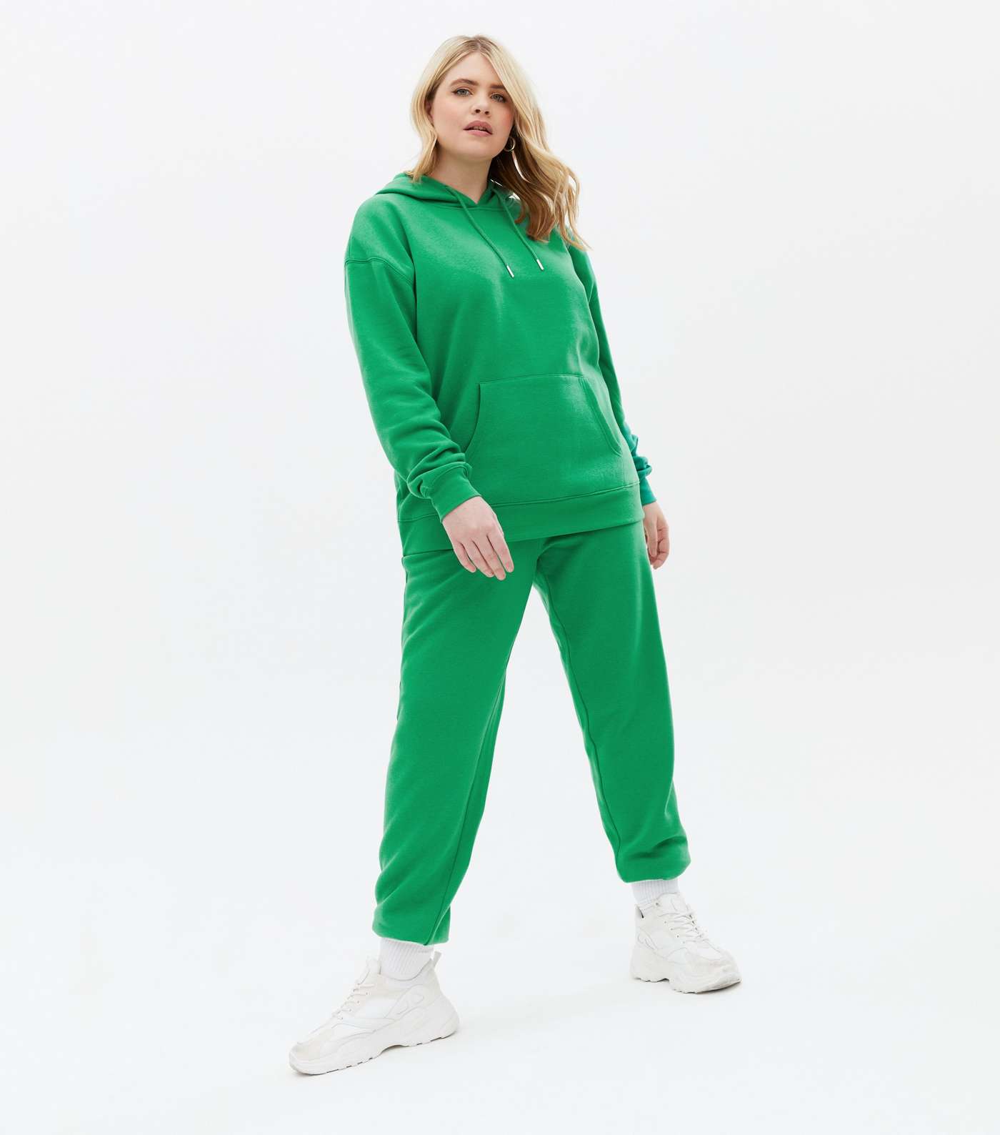 Curves Green Jersey Cuffed Joggers